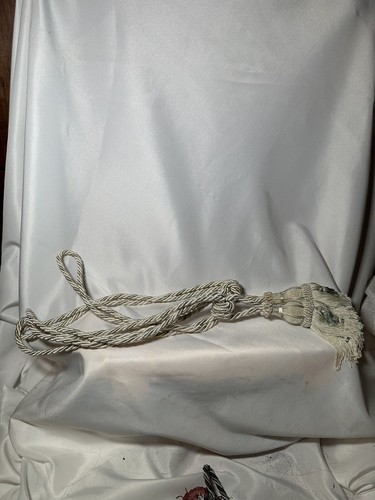 Pair Drapery Tie Backs Rope 2 Tassels Ivory Cream Tan Twist Luxurious Twist Fanc - Picture 13 of 18
