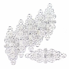 50Pcs Silver Plated Flower Filigree Wraps Charms Connectors Jewelry Diy Findings
