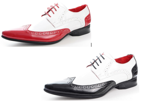 Mens Patent Leather Look Spats Brogues 