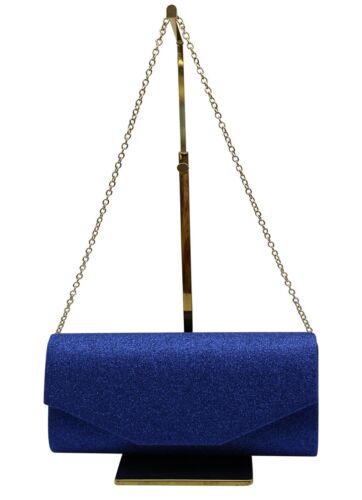 Women's Glitter Clutch Bag Chain Diamante Evening Prom Bridal Wedding Handbag UK - Picture 11 of 44