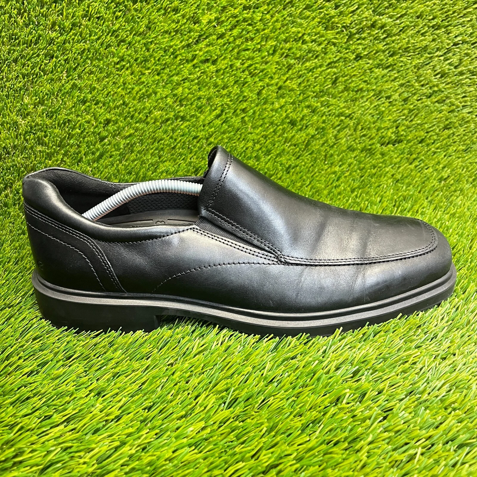 Scarpe slip on Ecco Helsinki 2.0 da uomo taglia 11 11.5 nere casual in pelle con punta a grembiule