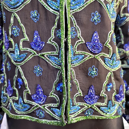 Vintage Laurence Kazar Womens M Sequin Beaded Cardigan Formal Drag Evening - Picture 4 of 10