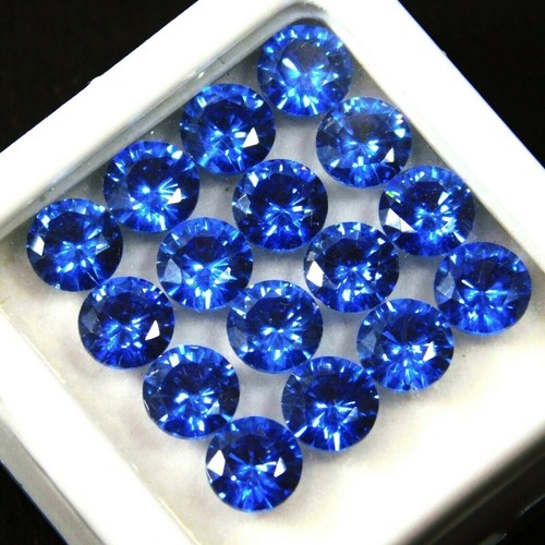 14 Pcs Natural Sapphire Gemstone Lot Certified Ceylon Blue Round 5 mm Size Lot