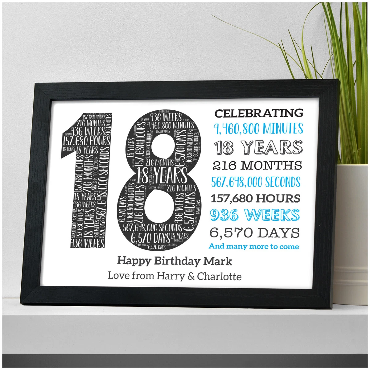 PERSONALISED 13th 16th 18th 21st 30th 40th Birthday Gifts for Him Son Men Dad