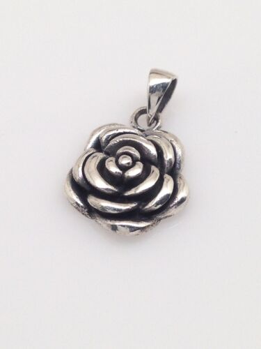 925 Sterling Silver Classic Rose Flower Pendant Charm 14mm(0.55")/22mm(0.87") - Picture 6 of 15
