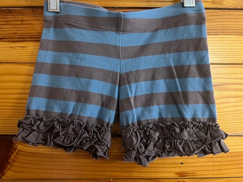 Matilda Jane Platinum Sienna Shorties Girls Blue & Gray Striped Shorts Size 4 - Picture 1 of 2