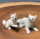 Porcelain Shiba Inu Dog Figurine Set Of 2 Handcrafted Miniature Collectibles