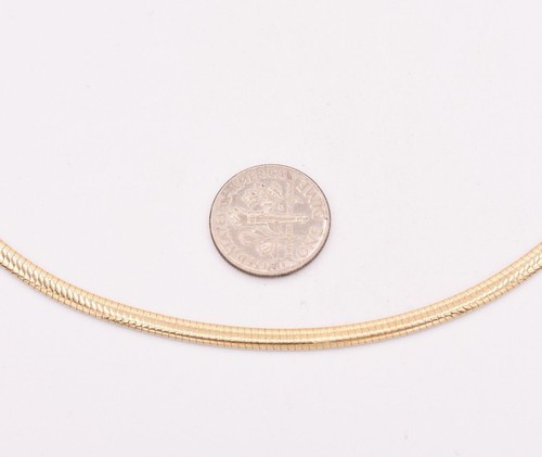 3mm Italian Reversible Omega Chain Necklace 14K Yellow Gold-Plated Silver 925 - Picture 3 of 7