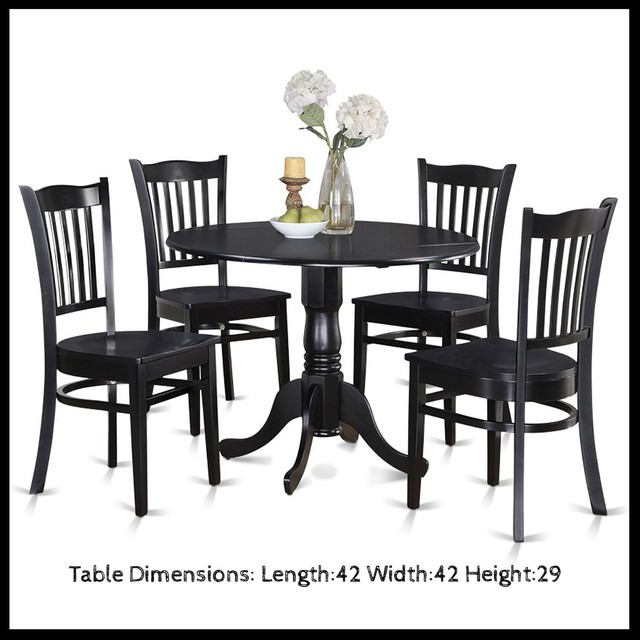 Kitchen Table Set Furniture Drop Leaves 4 Seat Chairs Solid Wood Kitchen Table Set Furniture Drop Leaves 4 Seat Chairs Solid Wood Black Finish