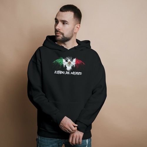Estado De México México Bandera Águila Negro Pullover Sudadera con Capucha Sudadera Sudadera - Imagen 2 de 2