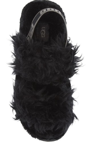 NIB! UGG FLUFF SUGAR CASUAL SHOE FAUX FUR SANDAL - BLACK - WOMEN SIZE US 9 $110 - Picture 5 of 6