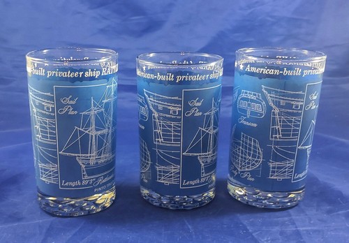 3 Rattlesnake of the Revolution Blueprint Glass American Privateer Ship - Picture 2 of 6