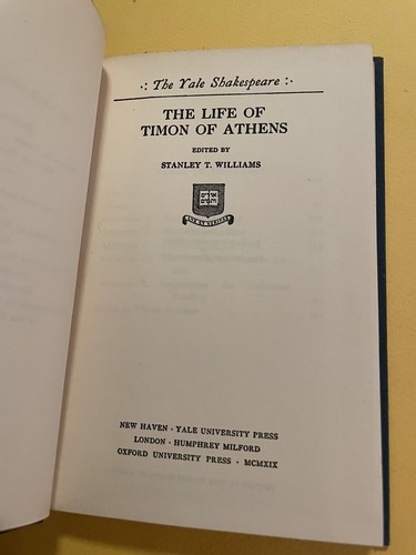 The Life of Timon of Athens: The Yale Shakespeare, 1919 First Edition, Hardcover - Picture 5 of 6