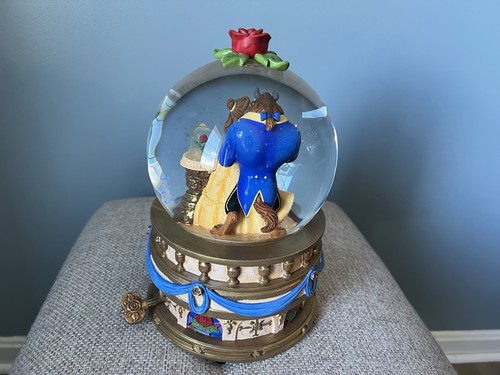 VINTAGE 1991 ~ DISNEY STORE ~ GROSSE SCHÖNE & DAS BIEST ~ SCHNEEKUGEL ~ SPIELUHR - Bild 4 von 12