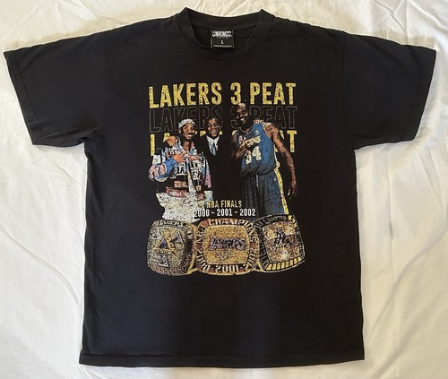 Vintage Los Angeles Lakers Shirt 3 Peat NBA Championship 2000/01/02 Unhingd VGC - Bild 1 von 15