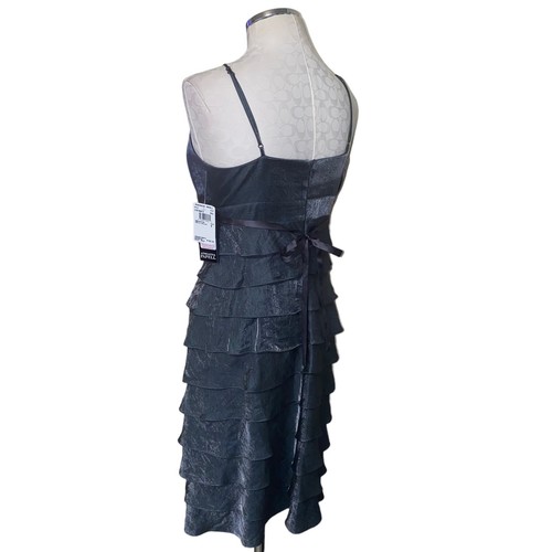 Adrianna Papell NWT Tiered Halter Dress with Jewels in Dark Metallic Gray Size 8 - Picture 2 of 9