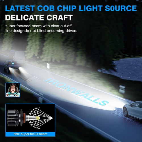 For BMW 328i 2007-2016 8-sides LED Headlights Hi/Low Beams + Fog Lights 6000K 6x - Picture 9 of 12