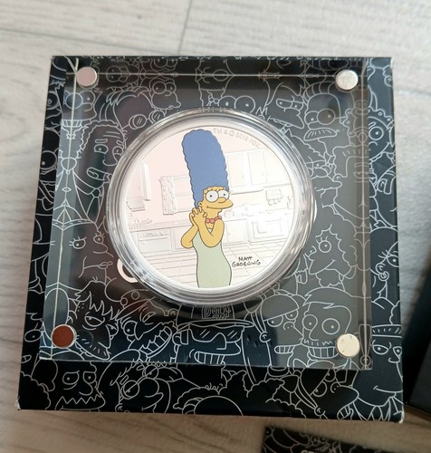 Moneda de plata Marge Simpson 2019 .999 1 oz Perth Mint Tuvalu completa con certificado de autenticidad en caja - Imagen 2 de 8