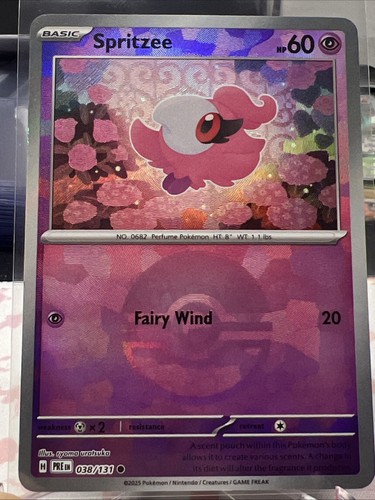 Pokemon SV: Prismatic Evolutions Spritzee Poke Ball Reverse Holo 38/131 NM - Picture 1 of 2