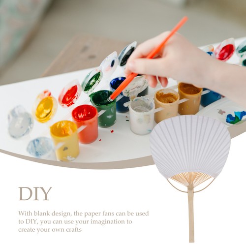 2 Pcs Blank Paper Fan Miss Child Diy Hand Painted White Handheld - Foto 2 di 12