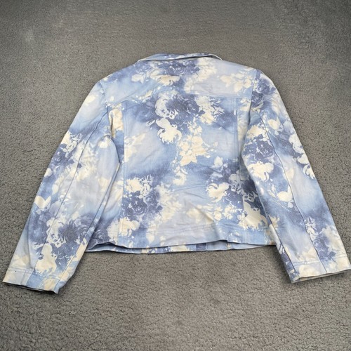 Joseph Ribkoff Short Jacket Women Size 14 Blue Tie Dye Button Up Canvas - Picture 4 of 11