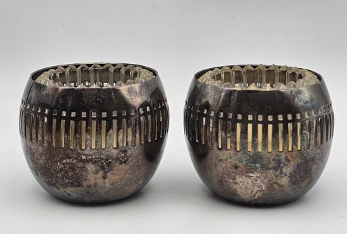 Candelabros ranurados plateados EP Towle vintage con votivos de vidrio de 2,5" - Imagen 2 de 15