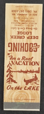 #ad Vintage Deep Creek Lodge McHenry Maryland Matchbook Cover $4.95