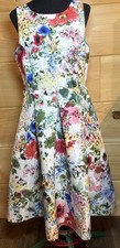 Danny & Nicole dress 12 White Floral Fit And Flare Classic Elegant Tea Party