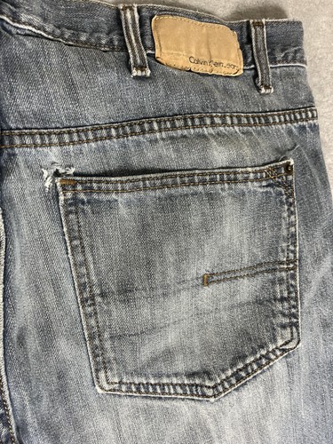 Calvin Klein Jeans Mens Jeans 38x30 Relaxed Straight Distressed Denim Pants - Picture 17 of 20