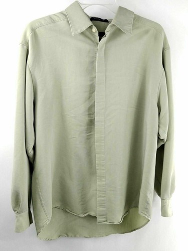 Camisa de vestir Geoffrey Beene para hombre mediana verde manga larga con botones cuello - Imagen 1 de 3