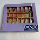Dansk SILHOUETTE Stainless Set of 6 Cocktail/Seafood Forks 18/10 Glossy Flatware