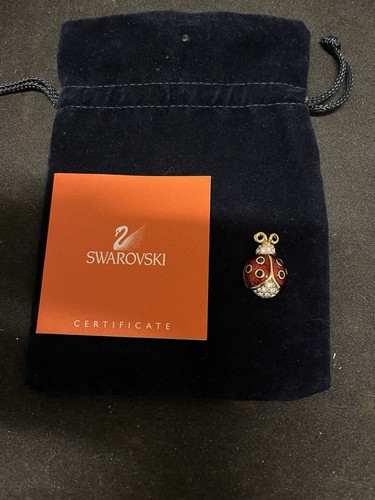 Swarovski Ladybug Pave Crystal Brooch Pin Red Gold Retired Rare 1384 - Picture 2 of 4