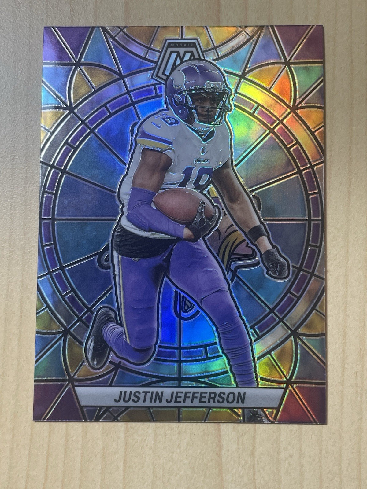 2023 Mosaic Justin Jefferson Stained Glass Prizm Case Hit SSP #SG15 Vikings WR