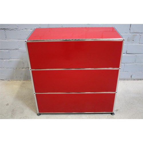USM Haller Design Sideboard Regal Rot 3 Fächer 2 Klappen Büroregal Aktenregal - Bild 6 von 6