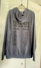 Taylor Swift The Eras 2023/2024 Tour Blue/Gray Hoodie Official Merchandise NWT