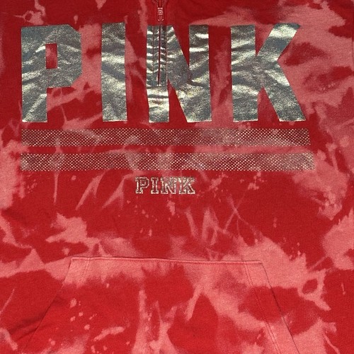 Victoria’s Secret PINK 1/4 Zip Sweatshirt Pullover Rot Gold Damen Gr. XS - Bild 2 von 6