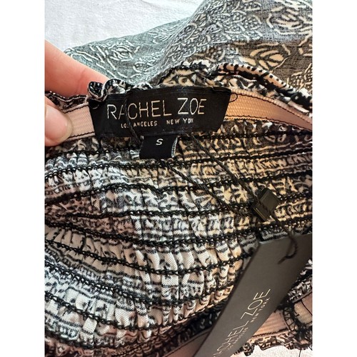 Rachel Zoe Damen Rock kleine Rüschen Stufen schwarz Blumen Kontrast Schlupfrock - Bild 6 von 6