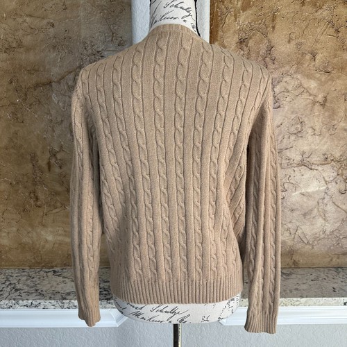 VTG Eddie Bauer Cable Knit Cardigan Sweater Women’s Medium Button Front Camel - Picture 4 of 11