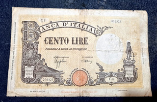 B08 LIRE 100 GIALLA BARBETTI C8076323 09.12.1942