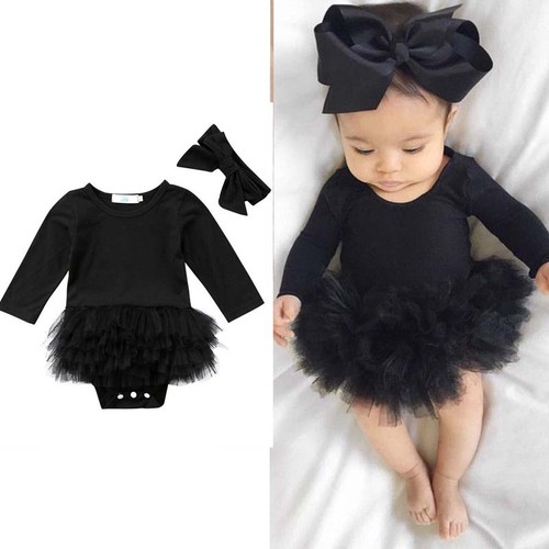 Bebé Recién Nacido Bebé Niña Manga Larga Mameluco Mono Body Diadema Conjunto - Imagen 2 de 8