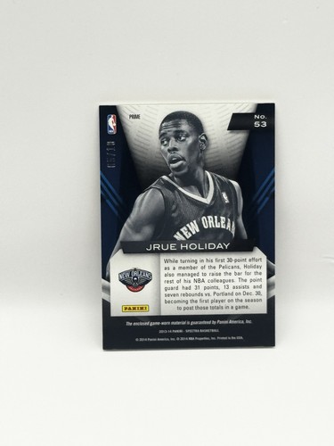 Parche Panini Spectra Game Time Materials Gold Prime/10 Jrue Holiday #53 2013-14 - Imagen 2 de 2