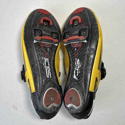 Scarpe ciclismo strada Sidi Ergo 4 carbonio taglia 42,5 EU 9,5 US quadrante giallo Boa Italia - Foto 7 di 8