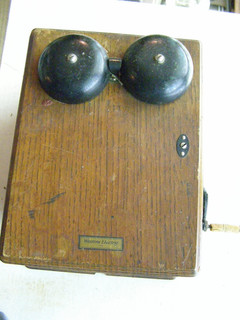 Western Electric telephone box with crank and magneto inside