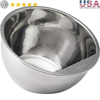 Stainless Steel Rice Washing Bowl Strainer Rinsing Grains Legumes & Vegetables