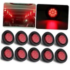 10Pcs 2 Inch Round LED Marker Lights 9 LED w/Reflectors, Multi Faceted 2 Red