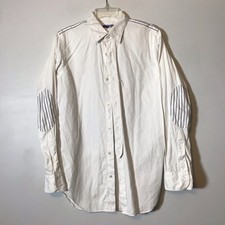 Junya Watanabe Comme Des Garcons Man Stripe Elbow Patch Micro Weave Button Up S