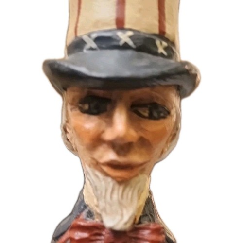 "Estatuilla lápiz del Tío Sam de Jim Shore temprana 11"" firmada, impresionante arte popular" - Imagen 2 de 10