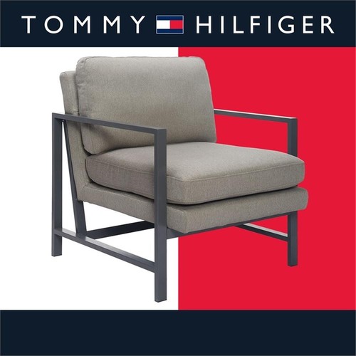 Tommy Hilfiger Russell Bronze Metal Frame Accent Chair Grey - Picture 2 of 15