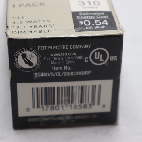 Feit Electric Vintage LED Light Bulb Glass Clear Daylight E26 T14 40W - Picture 2 of 4