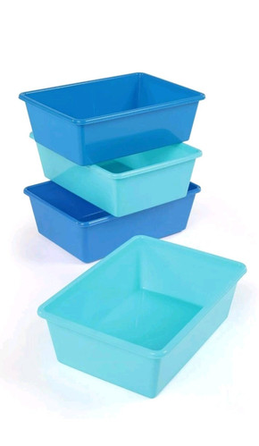 Plastic Storage Bins, Set of 4 Large Navy/Teal 4 Pack - Picture 1 of 6